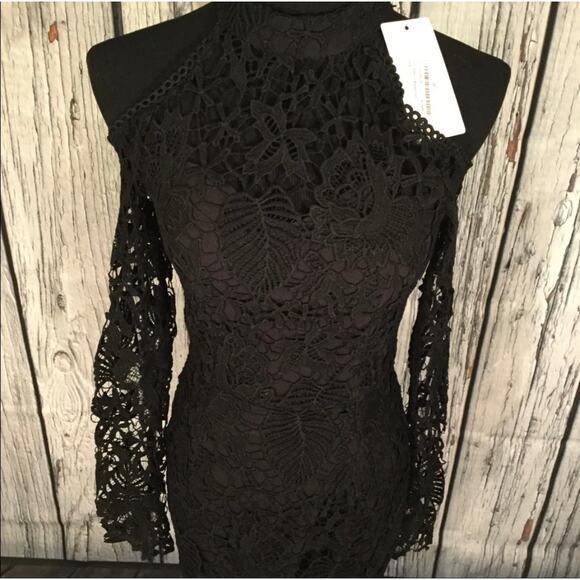 NEW Vera & Lucy black lace cold shoulder dress - Picture 9 of 9